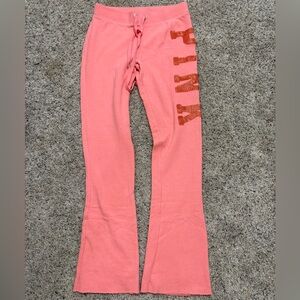 PINK Victoria's Secret Coral and Orange Sequin Sweat Pants